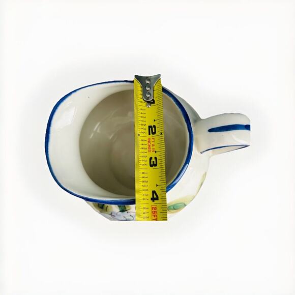 Vintage Hand Painted Pitcher Made In Italy for FTD Blue Flower Vase Farm House - Picture 6 of 10